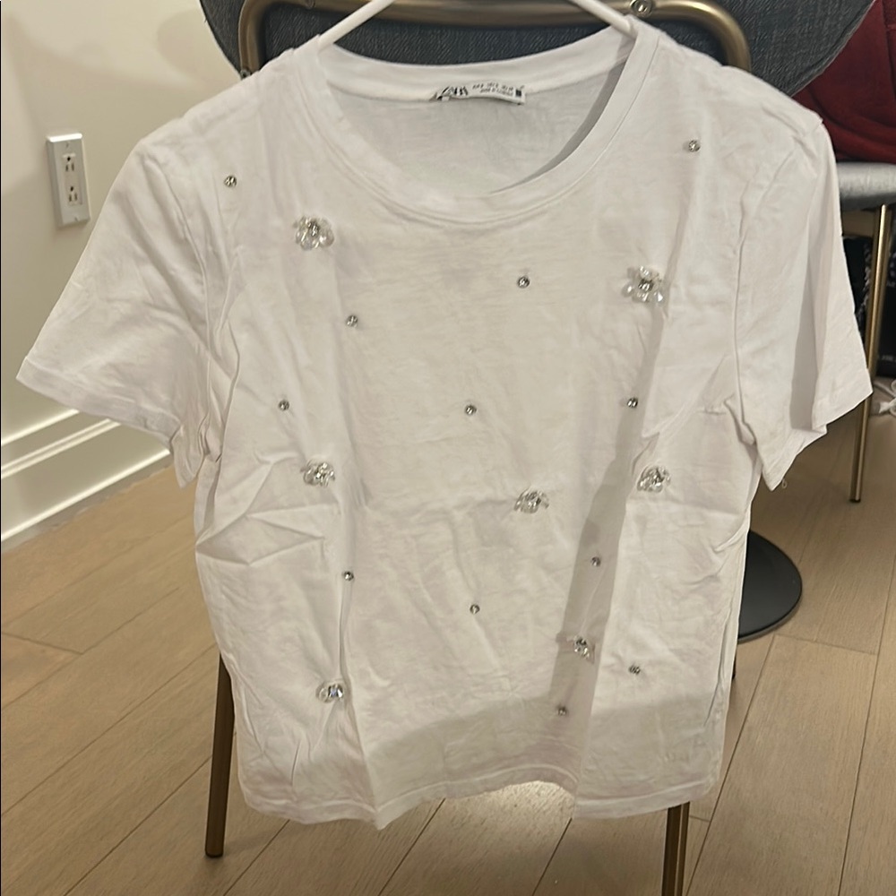 Zara White Boxy Short Sleeve T-Shirt
